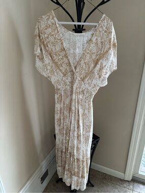 Label of Love floral print maxi dress in cream and beige.
Large